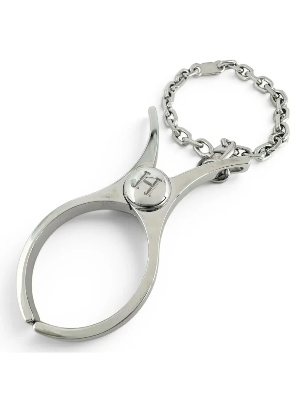 Hermes Filou Logo Glove Holder Strap Silver Gloves